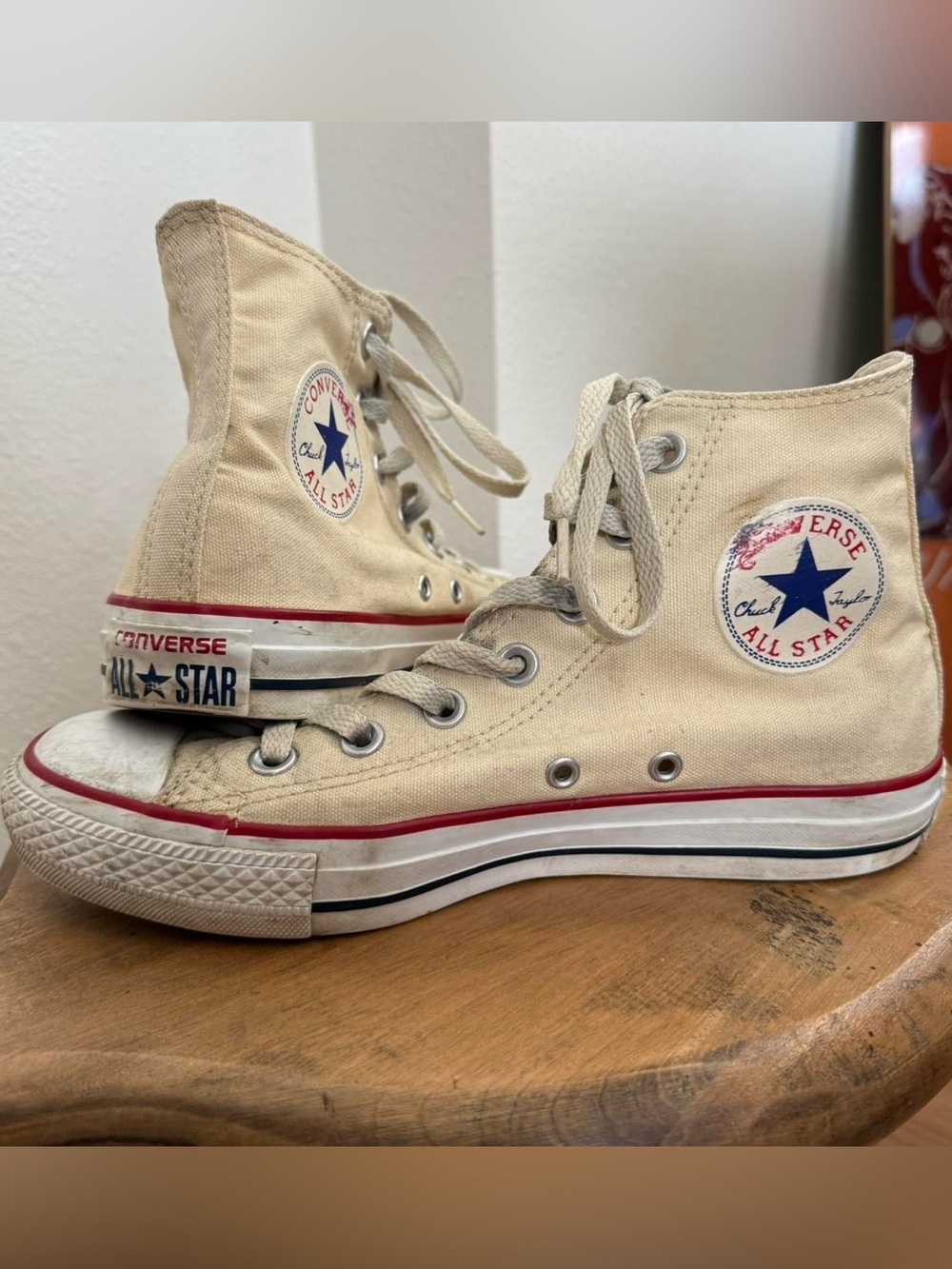 Converse Natural Ivory Chuck Taylor All-Stars Hi Top Sneakers Chucks ~ 7 W / 5 M - Picture 2 of 8